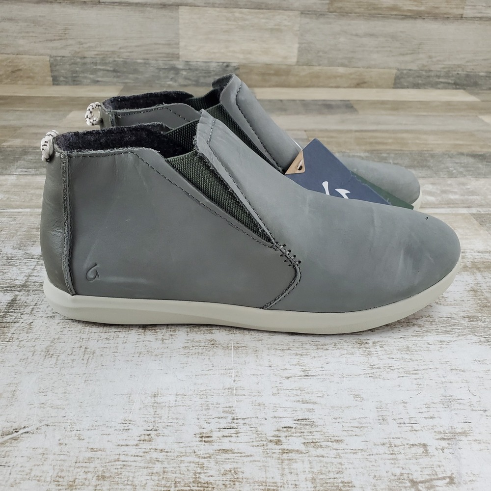 OluKai Hawai'iloa Manu Hope Womens Booties Boots 9.5 Gray White Leather Sneakers